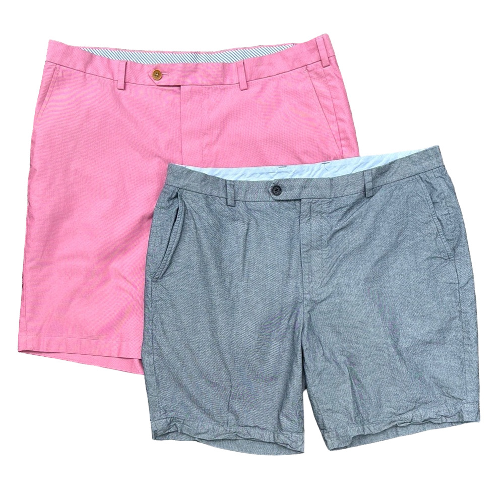 Brooks Brothers Pink and Gray Flat Front Shorts 100% Cotton W40 Shorts Bundle